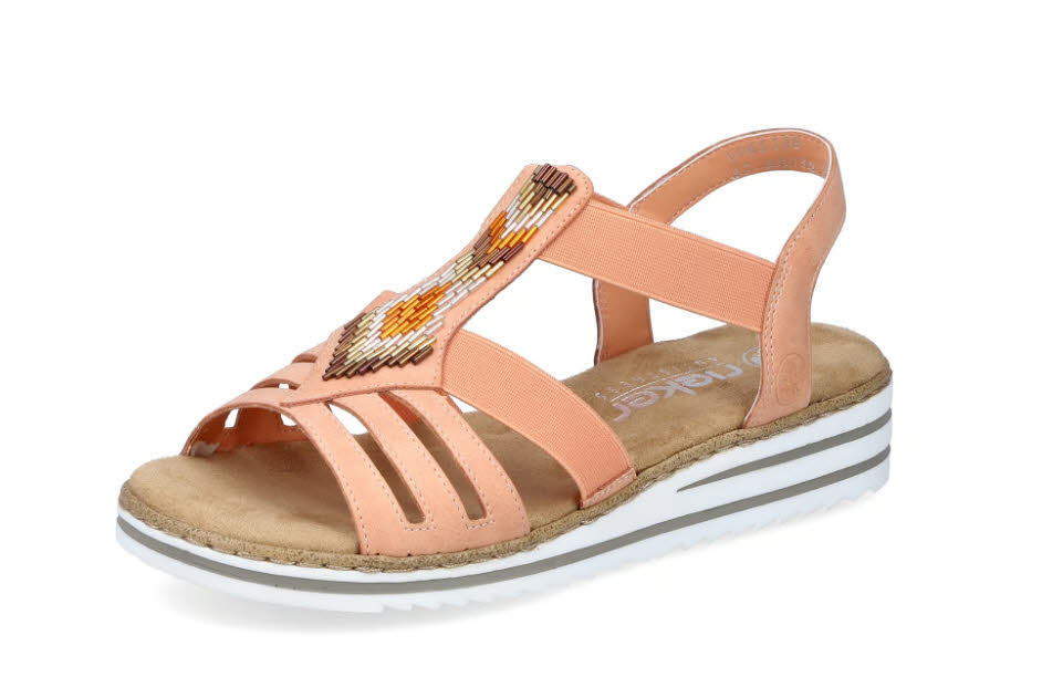 Rieker Damen Sandalen Keilsandaletten Modeschuhe Sommerschuhe orange