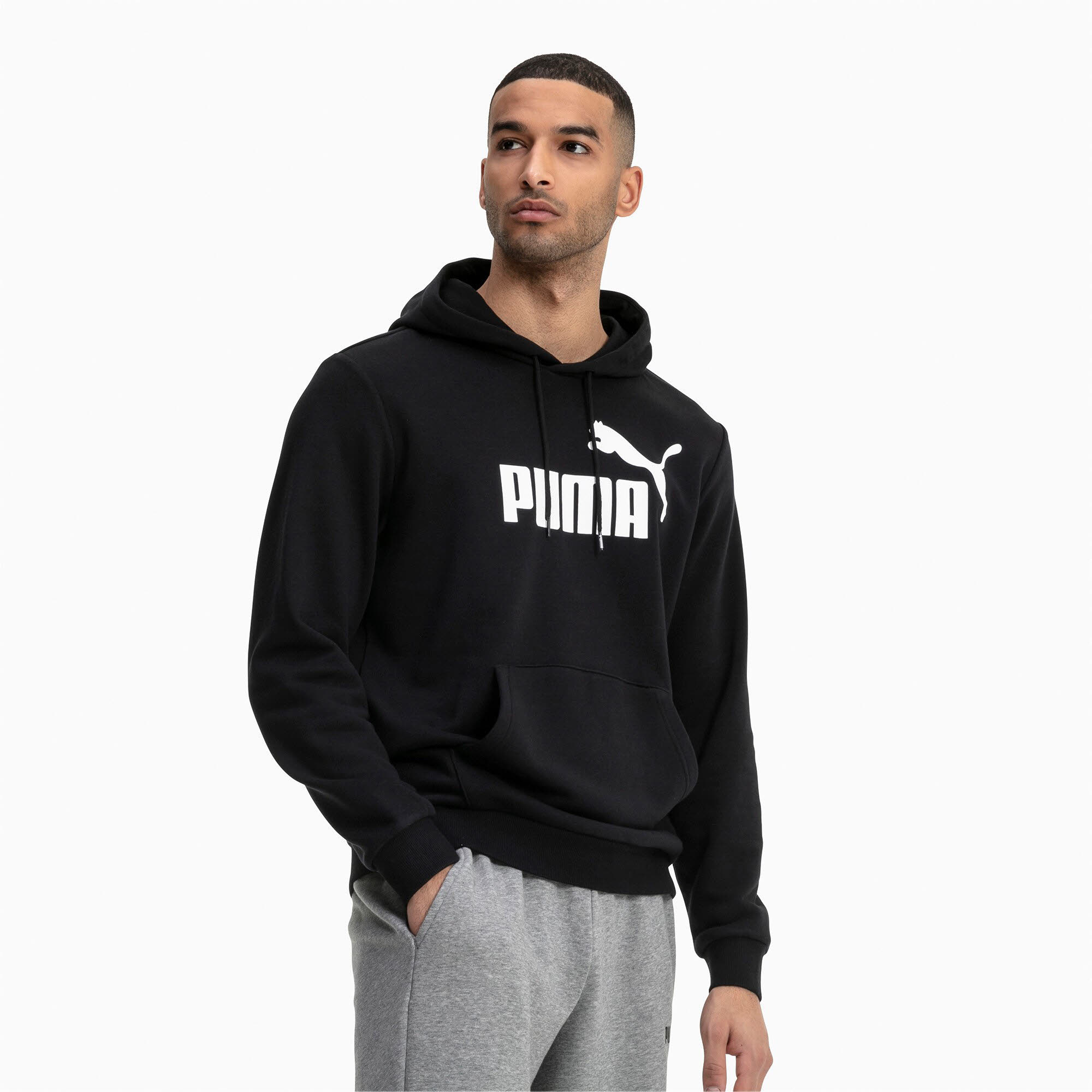 PUMA Ess Hoodie TR Big Logo Herren Kapuzen Pullover Freizeit schwarz NEU