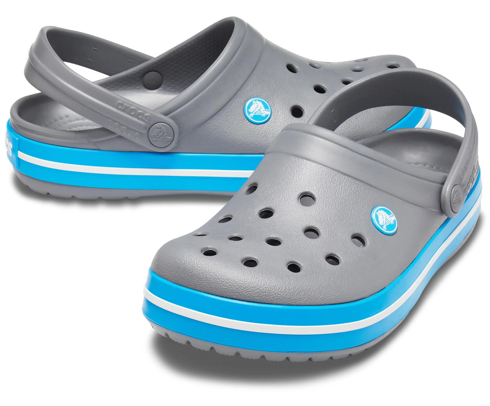 Crocs Crocband Clog Unisex Sandalen Badeschuhe Gummipantoletten grau/blau NEU