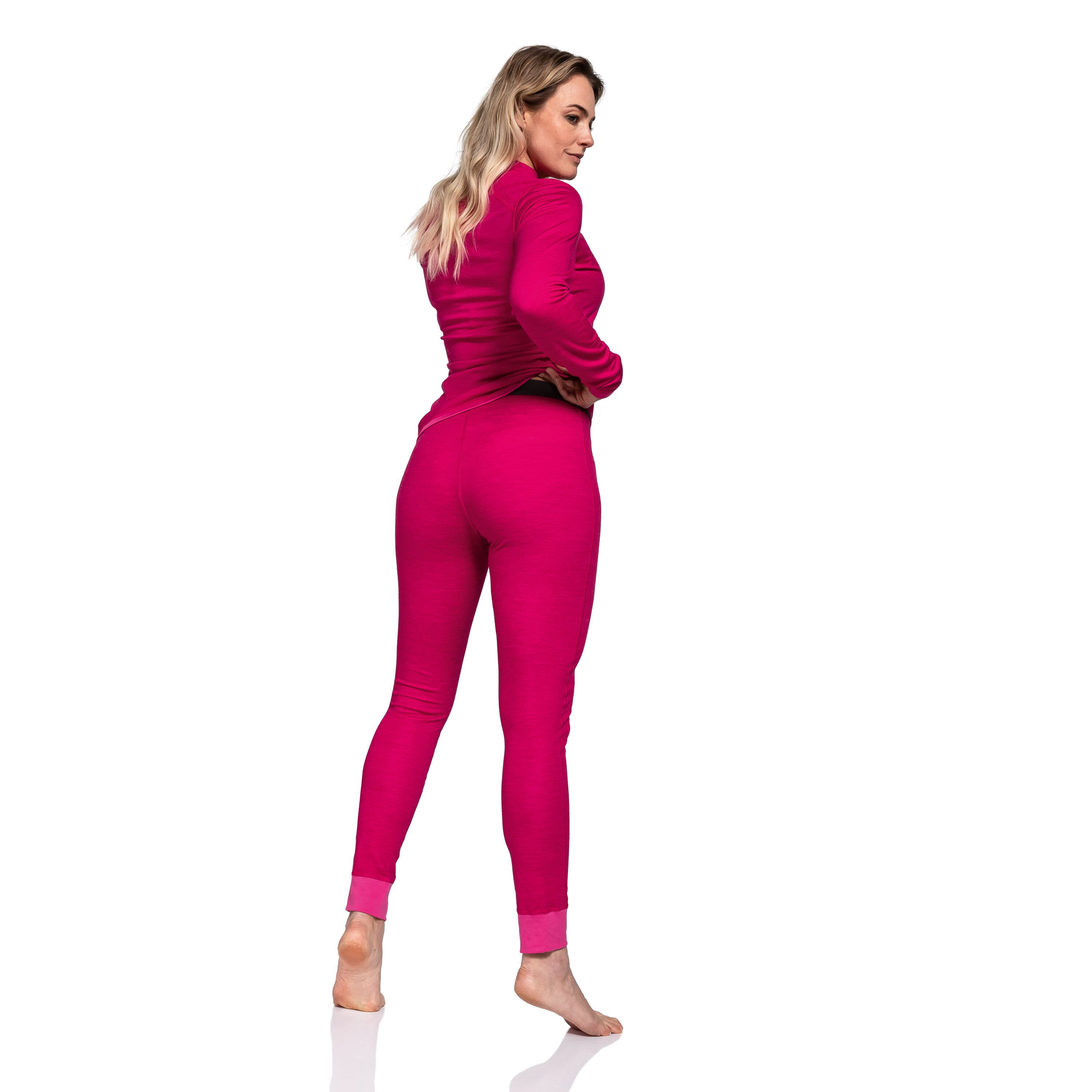 Schöffel lange Damen Unterhose mit Merinowolle Funktionswäsche pink