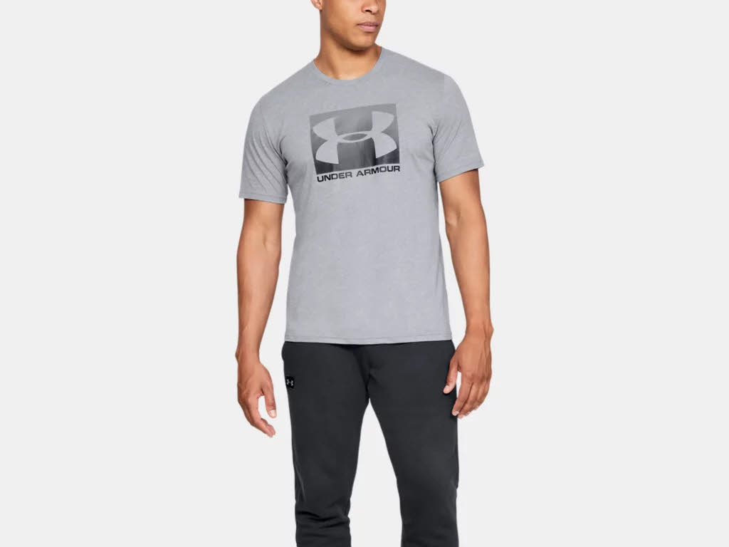 Under Armour HE UA BOXED SPORTSTYLE SS Herren T-Shirt Kurzarm Sport Freizeit grau NEU