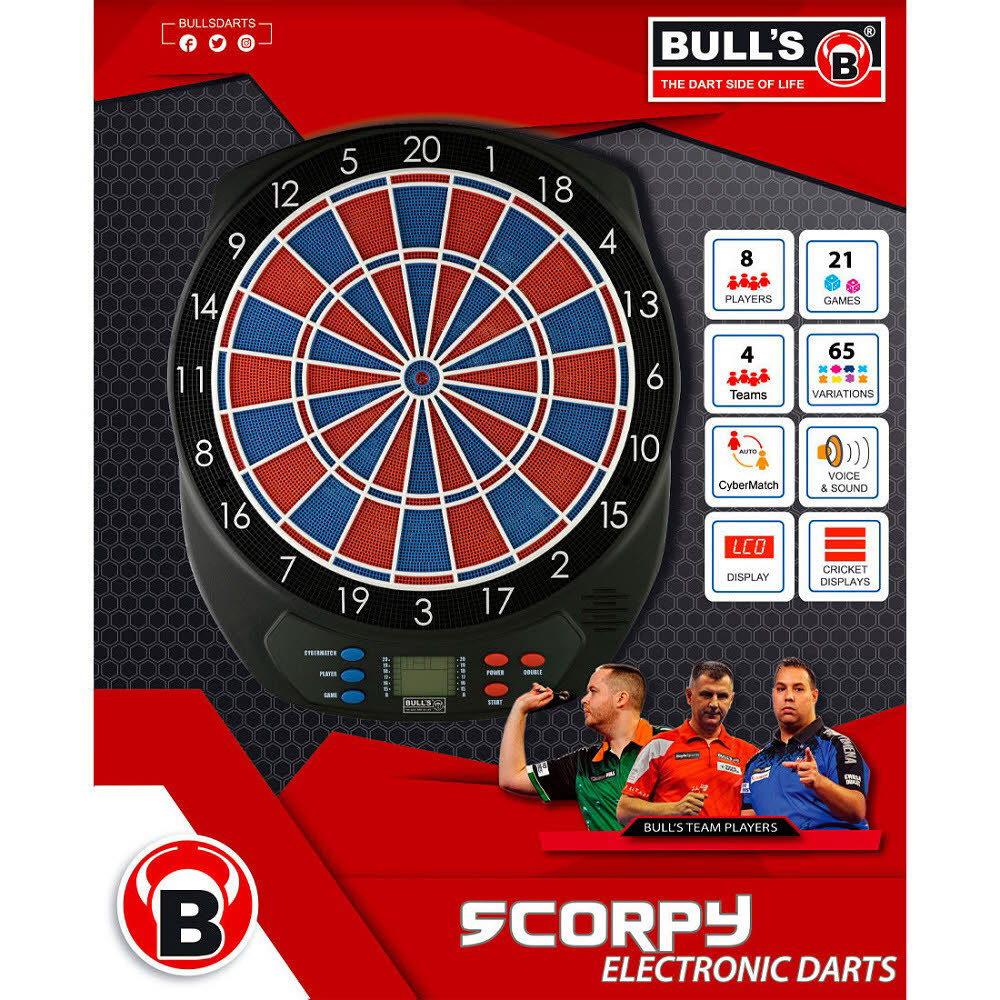 Embassy BULL'S Scorpy Elektronik Dartboard Einsteiger Dartscheibe elektronisch schwarz EU