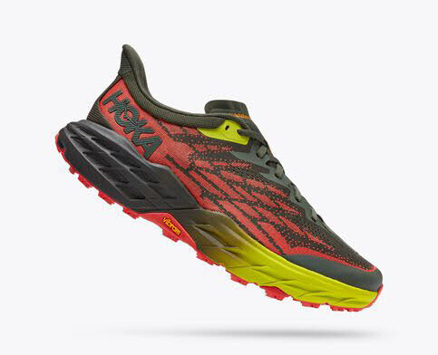 Hoka M Speedgoat 5 Laufschuh Joggingschuh Trailrunning Herren dunkelgrün rot NEU