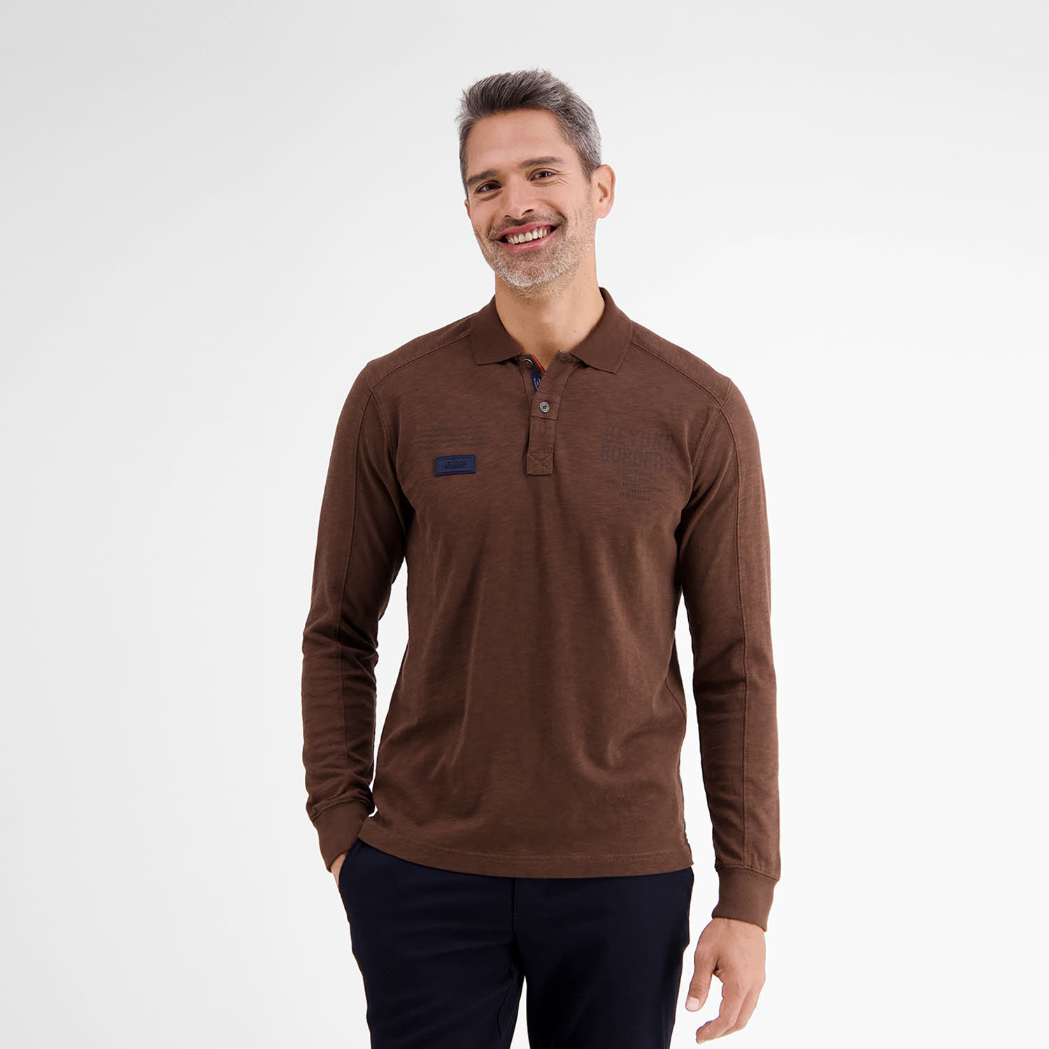 Lerros POLO LANGARM Herren Rugbyshirt Pullover teak brown