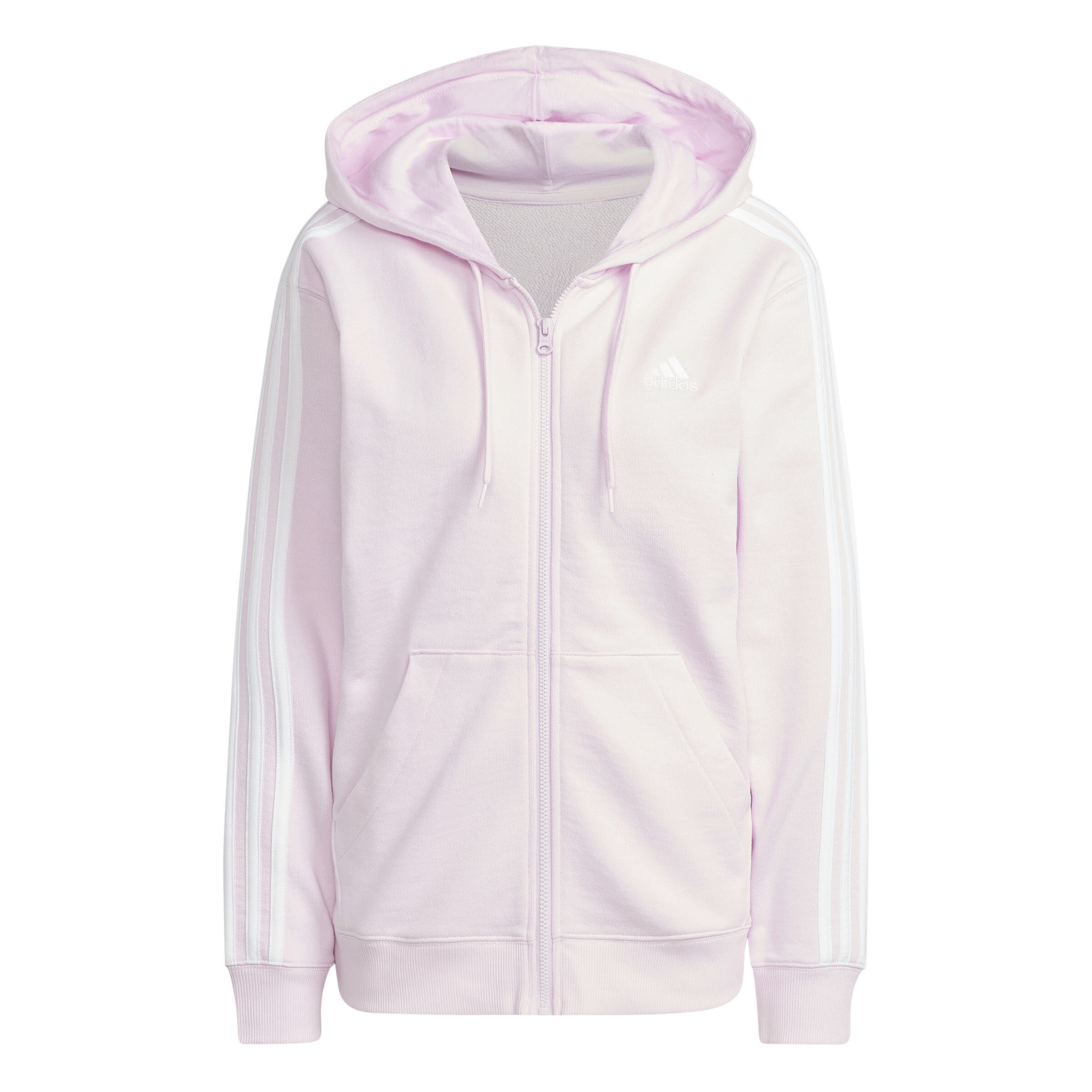 adidas Essentials 3-Streifen French Terry Regular Kapuzenjacke Damen rosa