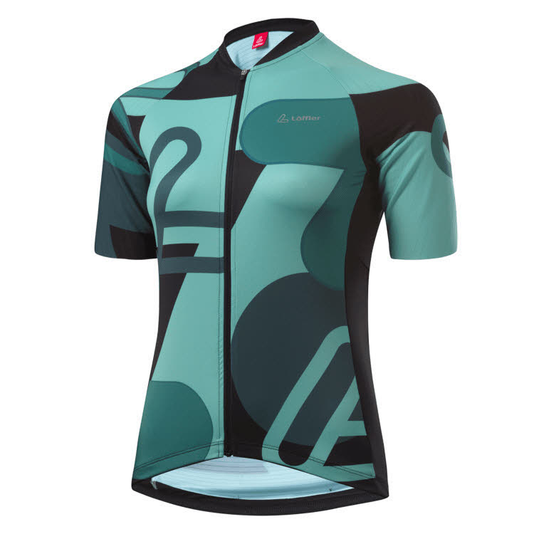 Löffler Damen BIKE JERSEY FZ STATEMENT ELITE Radsport-Trikot grünblau schwarz