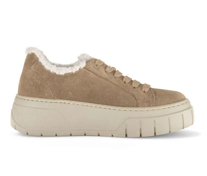 Gabor Damen Schnürer Sneaker Low gefüttert mit herausnehmbarer Sohle beige