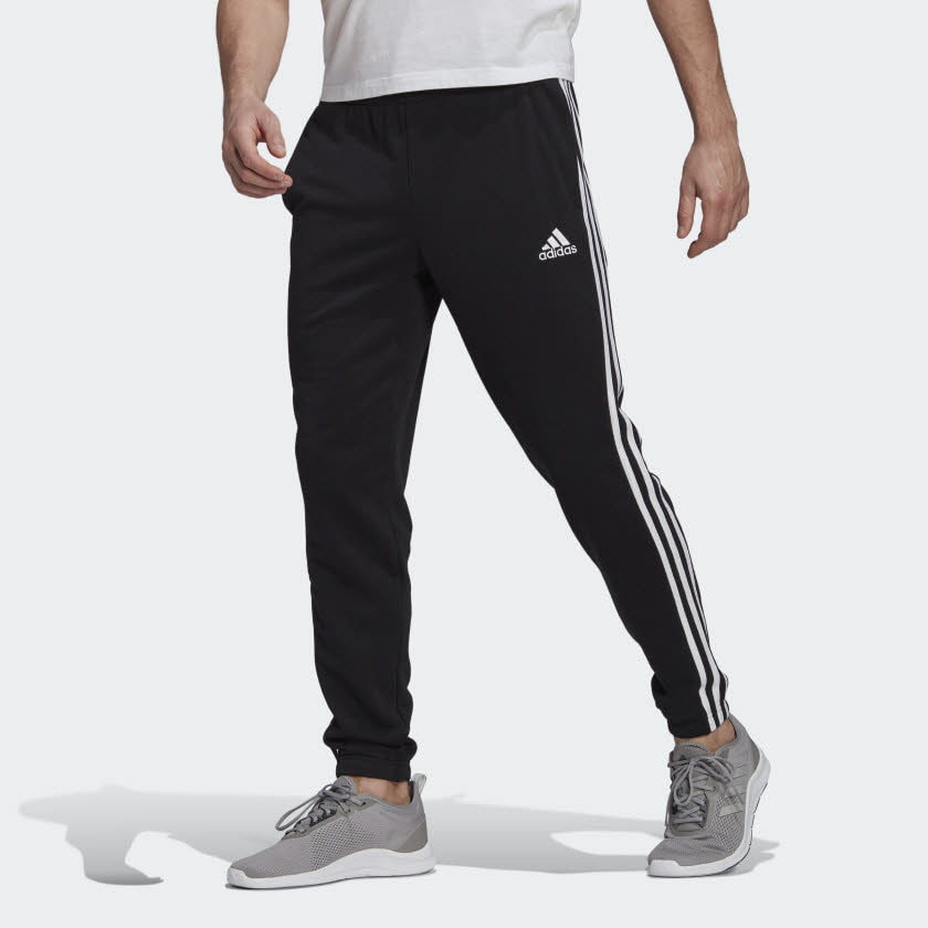 adidas Essentials French TerryTapered 3-Streifen Herren Jogginghose Trainingshose schwarz