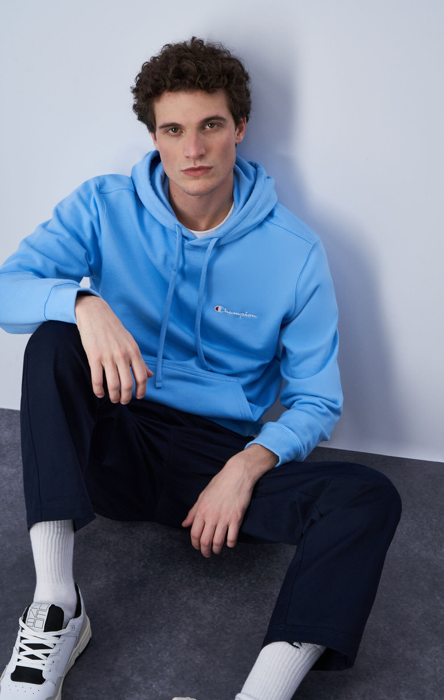 Champion Herren Kapuzenpullover Hoodie mit Logo blau