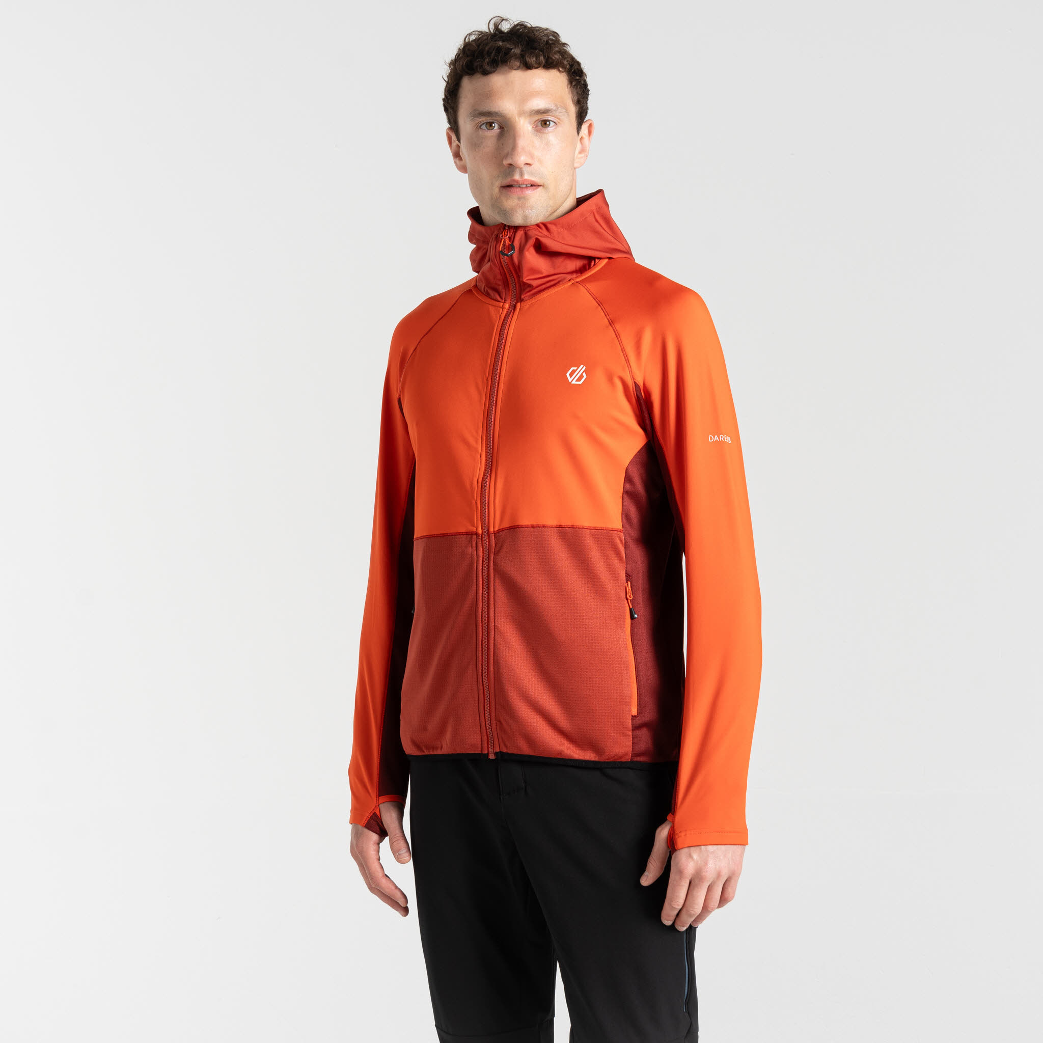 DARE2B Assimilate II Core-Stretch Fleecejacke Kapuzenjacke Herren orangerot