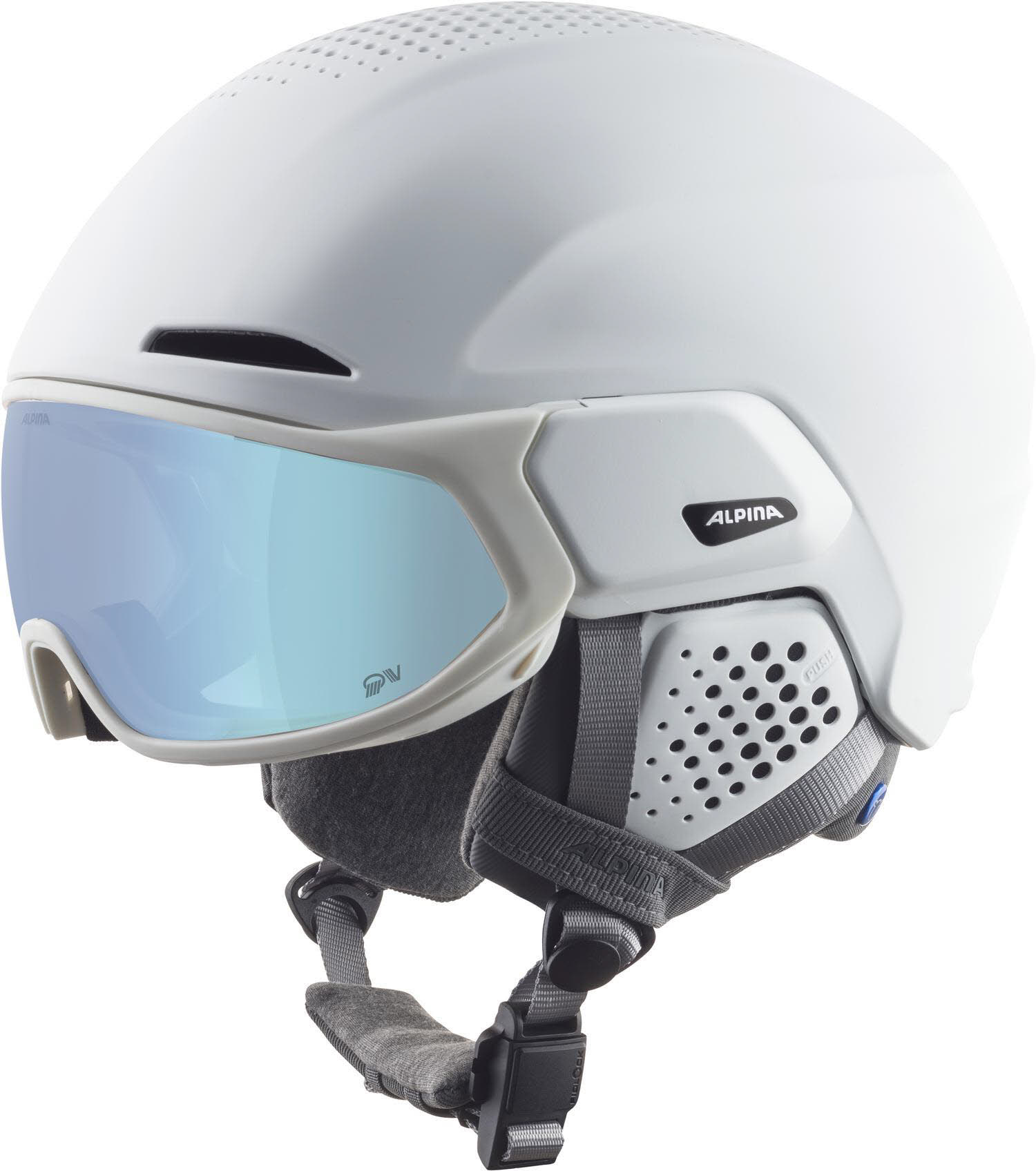 Alpina Alto QV Herren Skihelm Integriertes Visir weiß