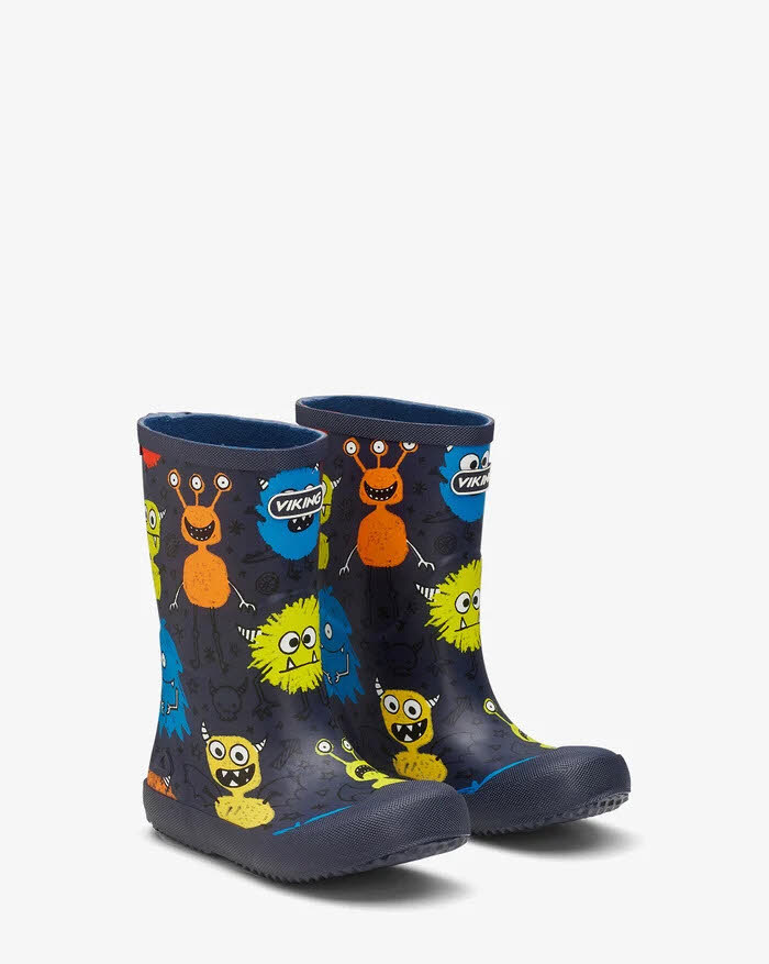 Viking Indie Print Navy/Multi Gummistiefel ungefüttert Kinder dunkelblau