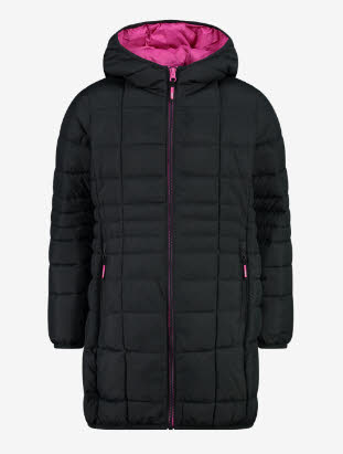 CMP Kinder Kapuzenjacke Steppmantel Winterjacke Mädchen dunkelgrau pink