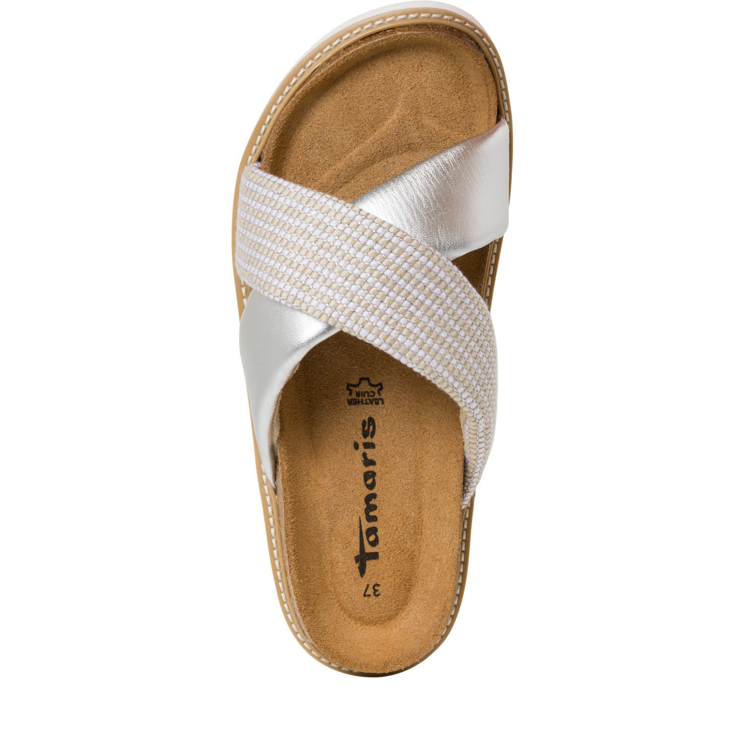 Tamaris Damen Slipper Pantoletten Modeschuhe silber