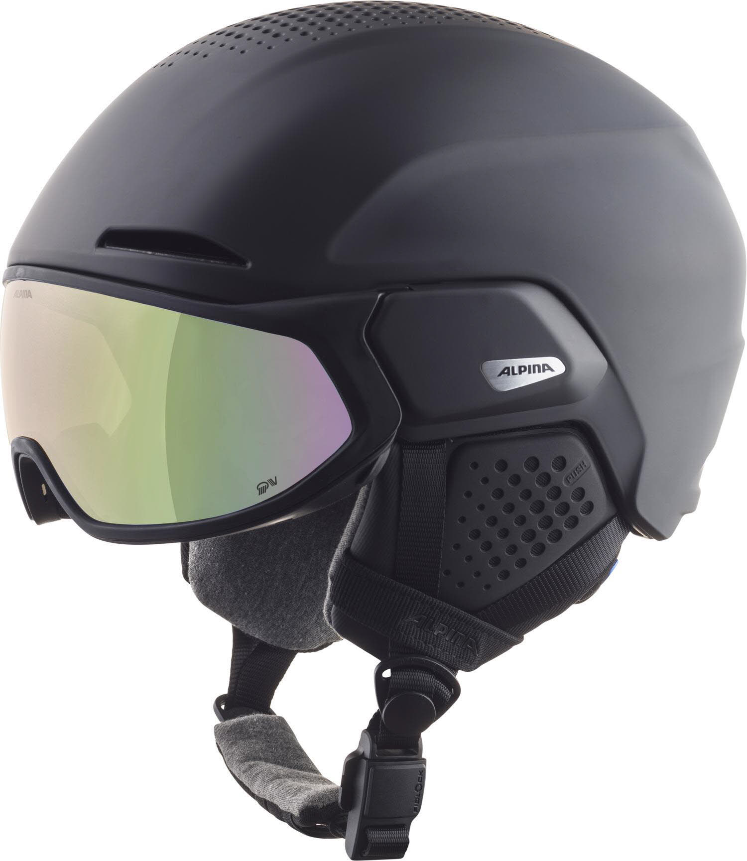 Alpina Alto QV Herren Skihelm integriertes Visir schwarz