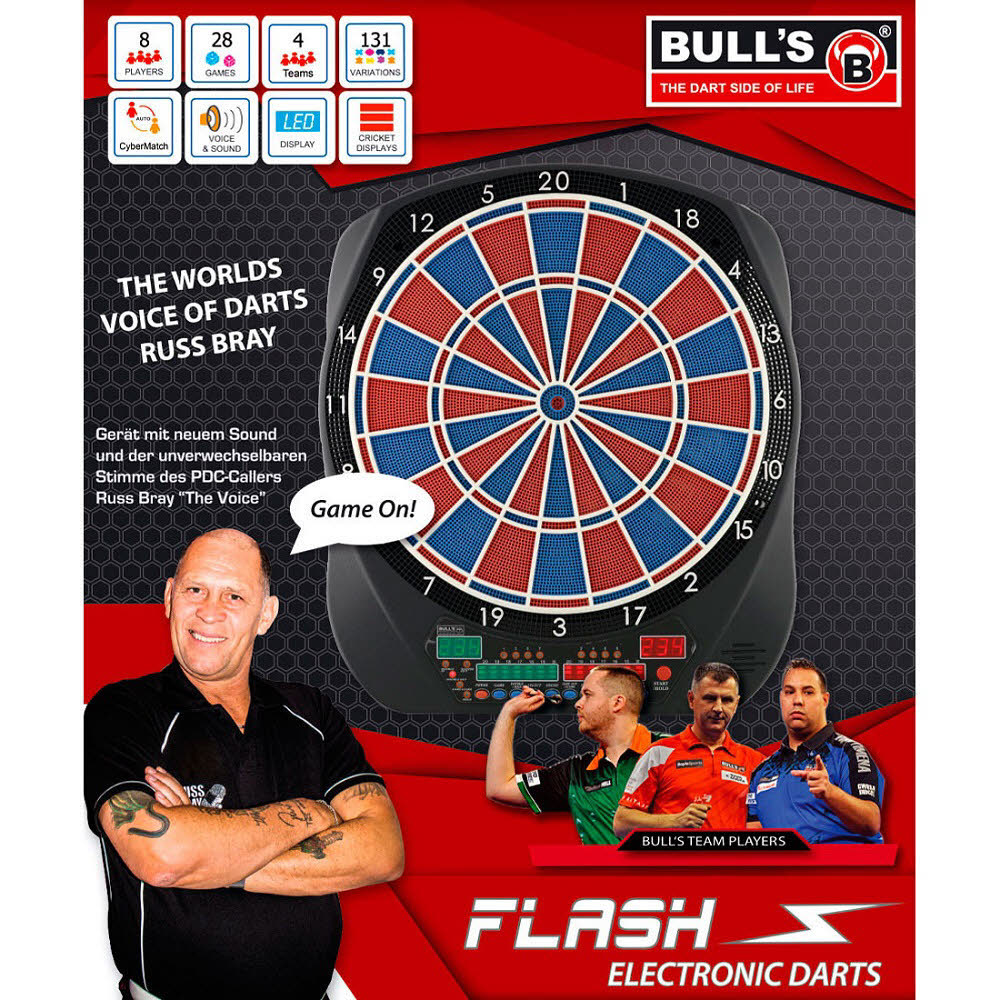 Embassy BULL'S Flash RB Sound Elektronik Dartboard Dartscheibe elektronisch schwarz NEU