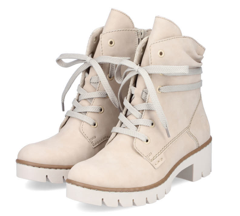 Rieker HWK Damen Stiefel Stiefelette Schnürer beige