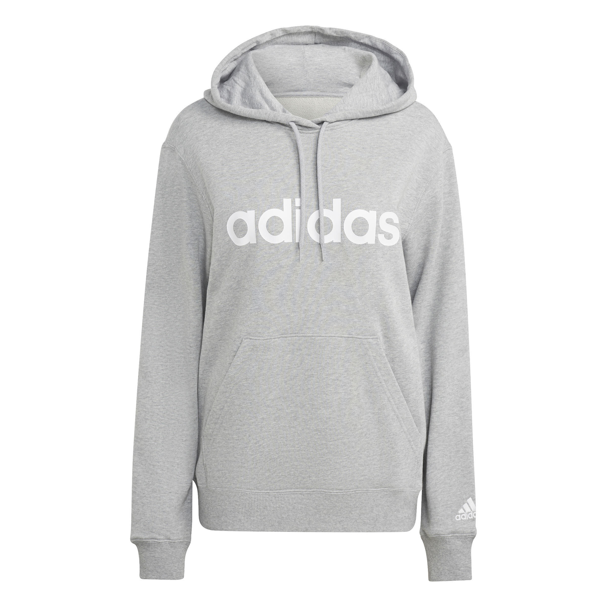 adidas Essentials Linear Hoodie Sweatshirt Kapuzenpullover Damen hellgrau