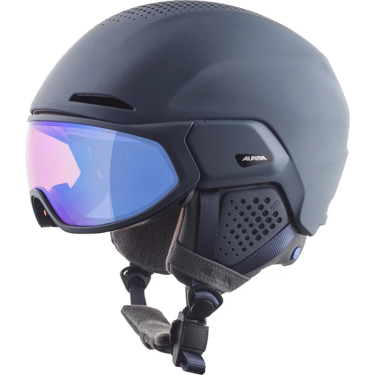 Alpina Alto QV Skihelm integriertes Visier blau