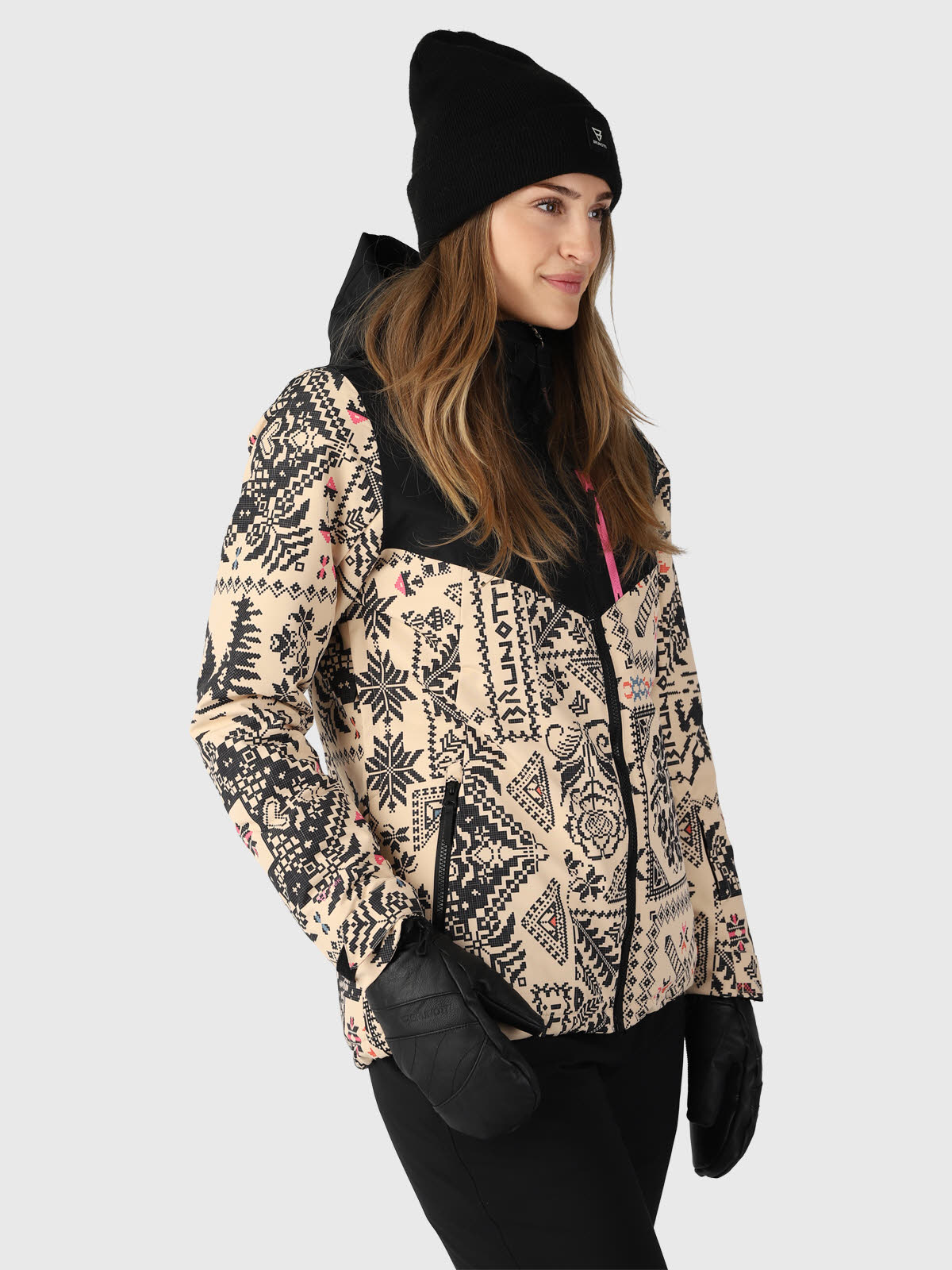 Brunotti Hakuba-AO Damen Skijacke Snowboardjacke Winterjacke schwarz beige