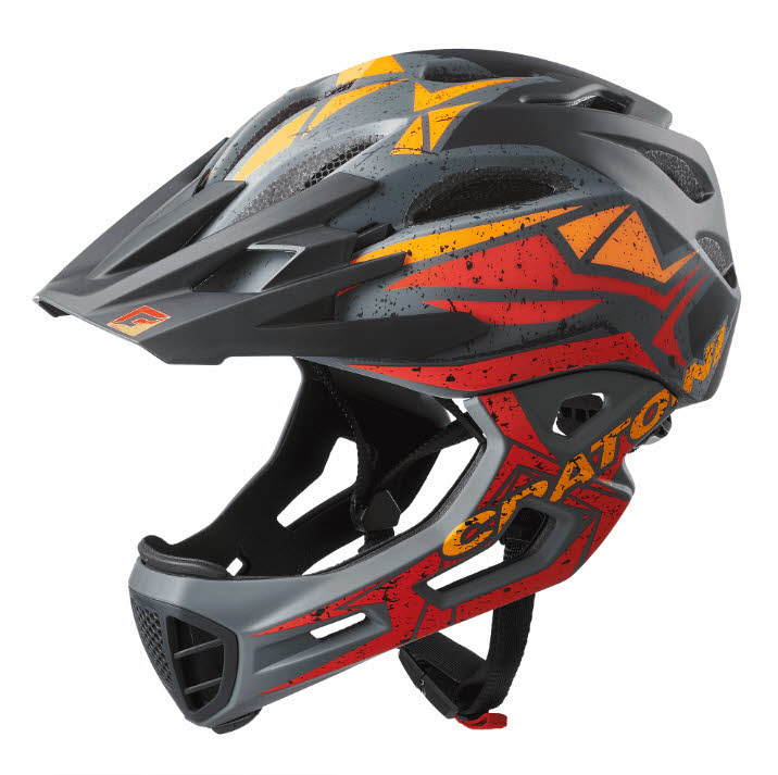 Cratoni C-Maniac Pro Herren Downhill Helm Fahrradhelm schwarz-rot-orange