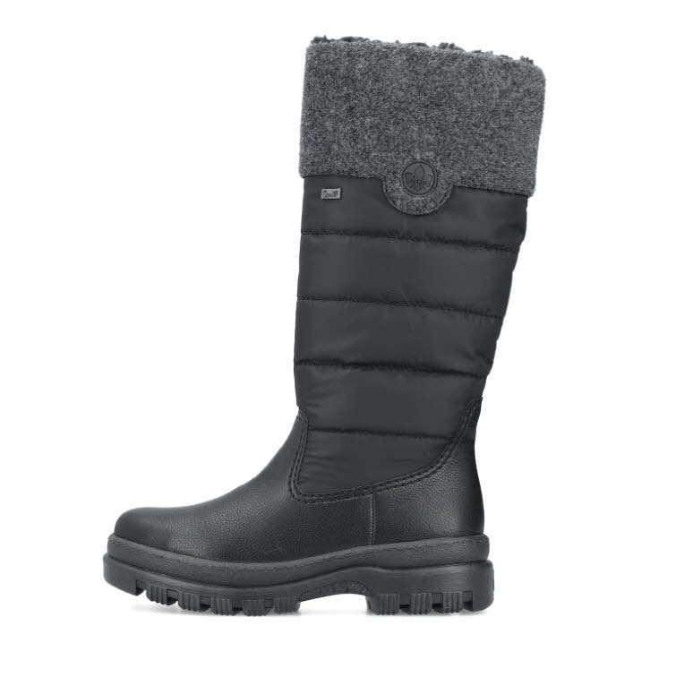 Rieker Damen Stiefel Hochschaftstiefel Gefüttert Winterstiefel Slipper schwarz