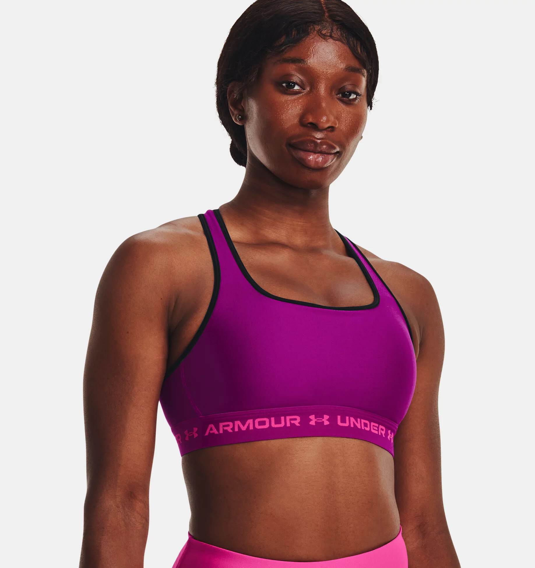 Under Armour Mid Crossback Sports Bra Sport-BH Damen magenta lila