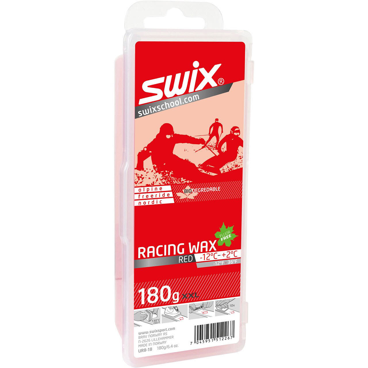 Swix UR6-18 UR8 ROTES BIO-RENNWACHS für Ski -12°C– 2°C NEU