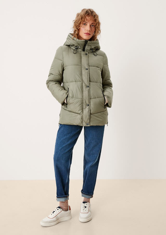 s.Oliver Steppjacke Damen Stehkragen Reißverschluss warm grün NEU