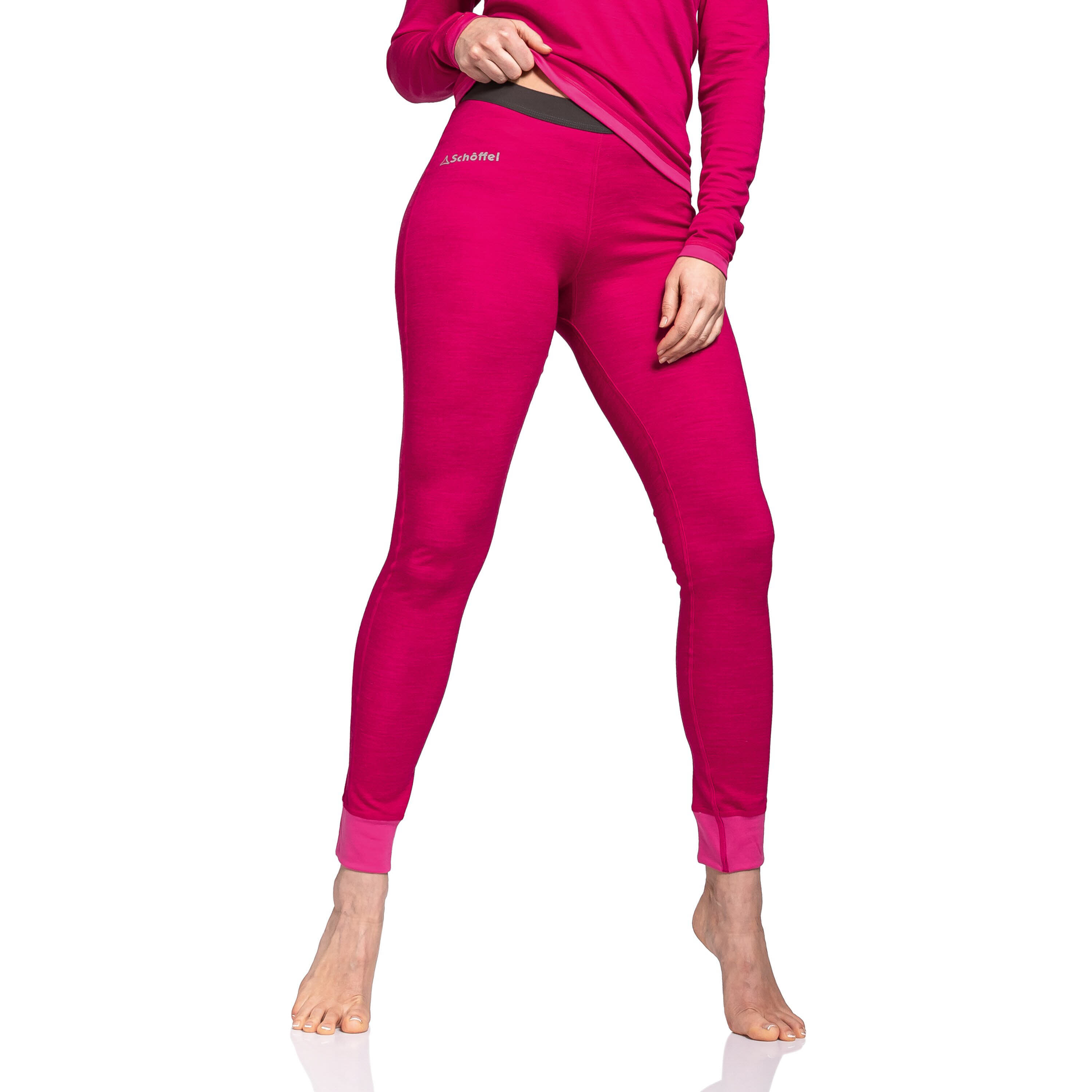 Schöffel lange Damen Unterhose mit Merinowolle Funktionswäsche pink