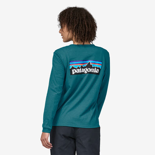 Patagonia Women's Long-Sleeved P-6 Logo Responsibili-Tee Langarmshirt Damen blaugrün