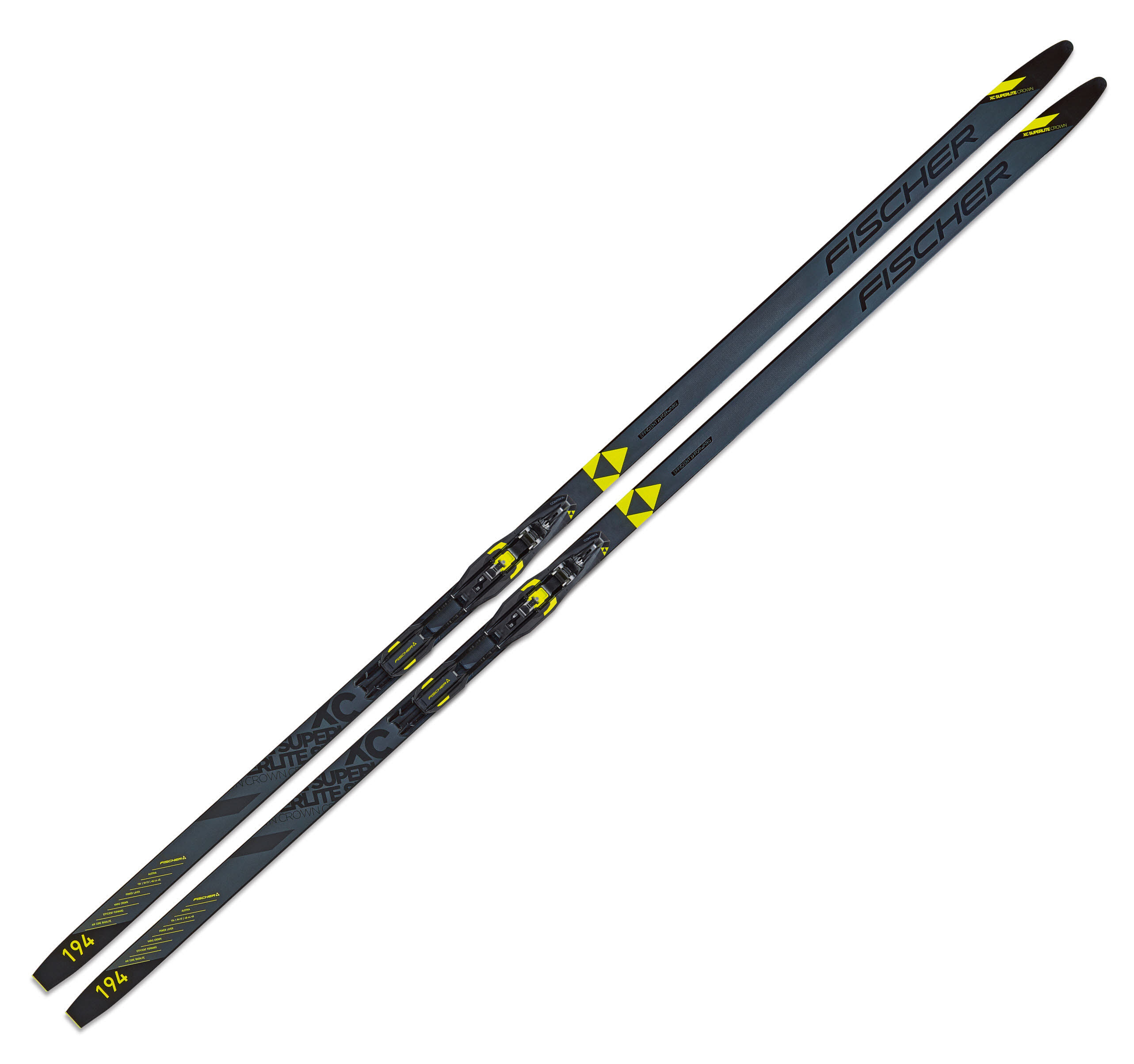 Fischer Superlite Crown EF Langlauf Schuppenski inkl. Bindung black/yellow NEU