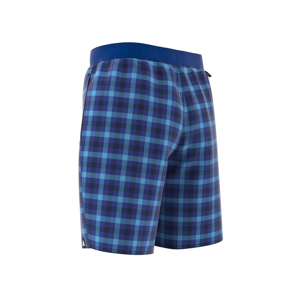 adidas Classic-Length Check Herren Badeshorts Badehose Schwimmhose blau NEU