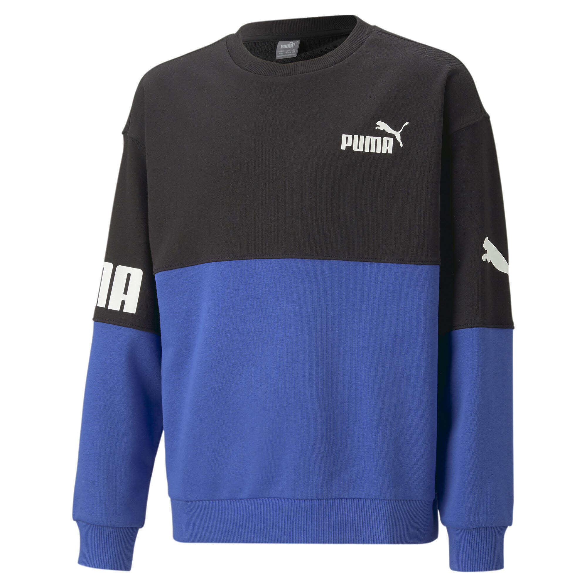 PUMA POWER Crew TR B Jungen Sweatshirt Pullover schwarz-blau