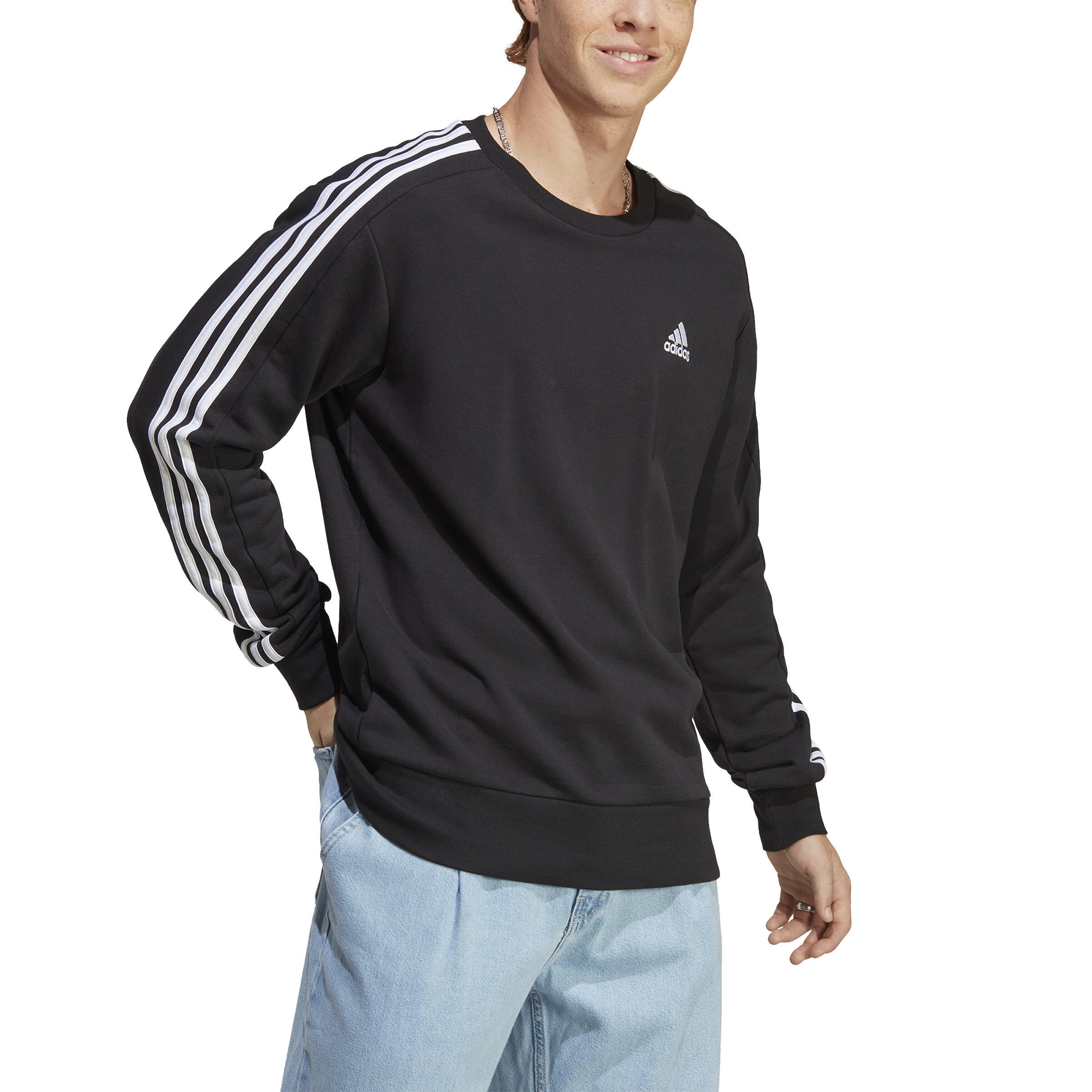 adidas 3S FT SWT Herren Sweatshirt Pullover Sweat-Pulli grau