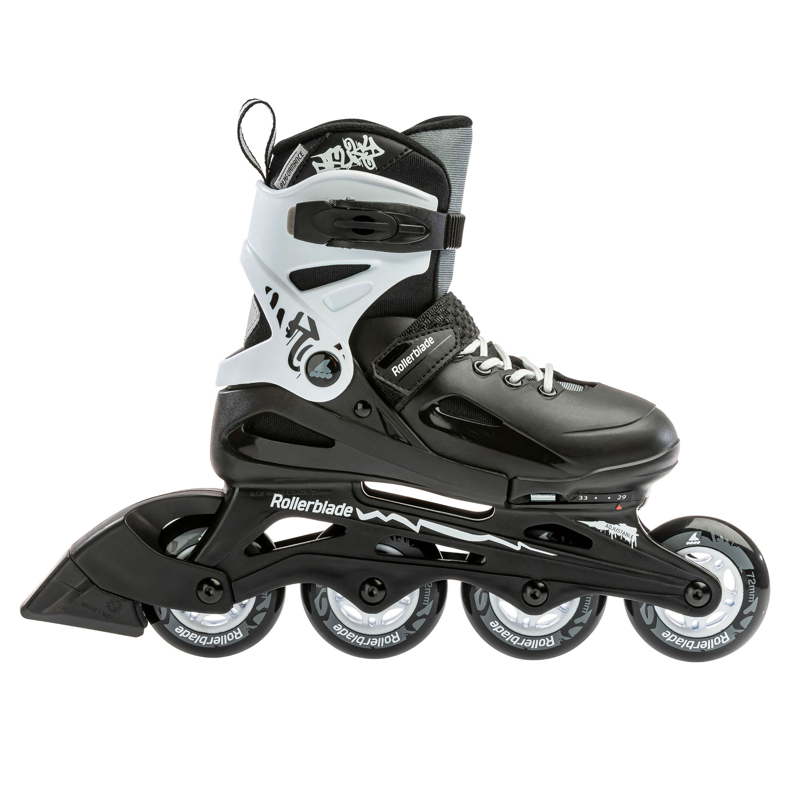 Rollerblade Fury Jugend Inliner Inlineskates unisex größenverstellbar schwarz/weiß