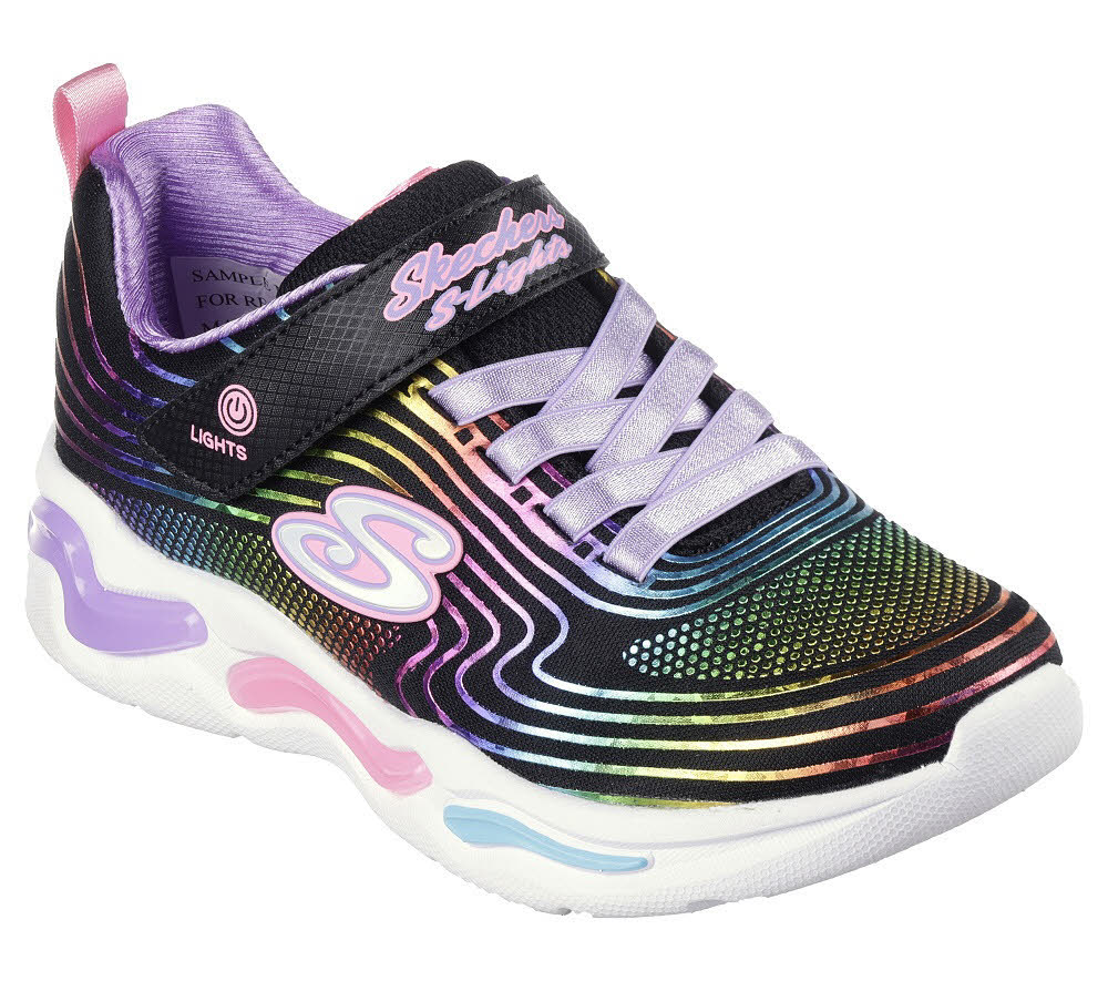 Skechers S Lights: Wavy Beams Mädchen Sneaker Low Freizeitschuhe schwarz