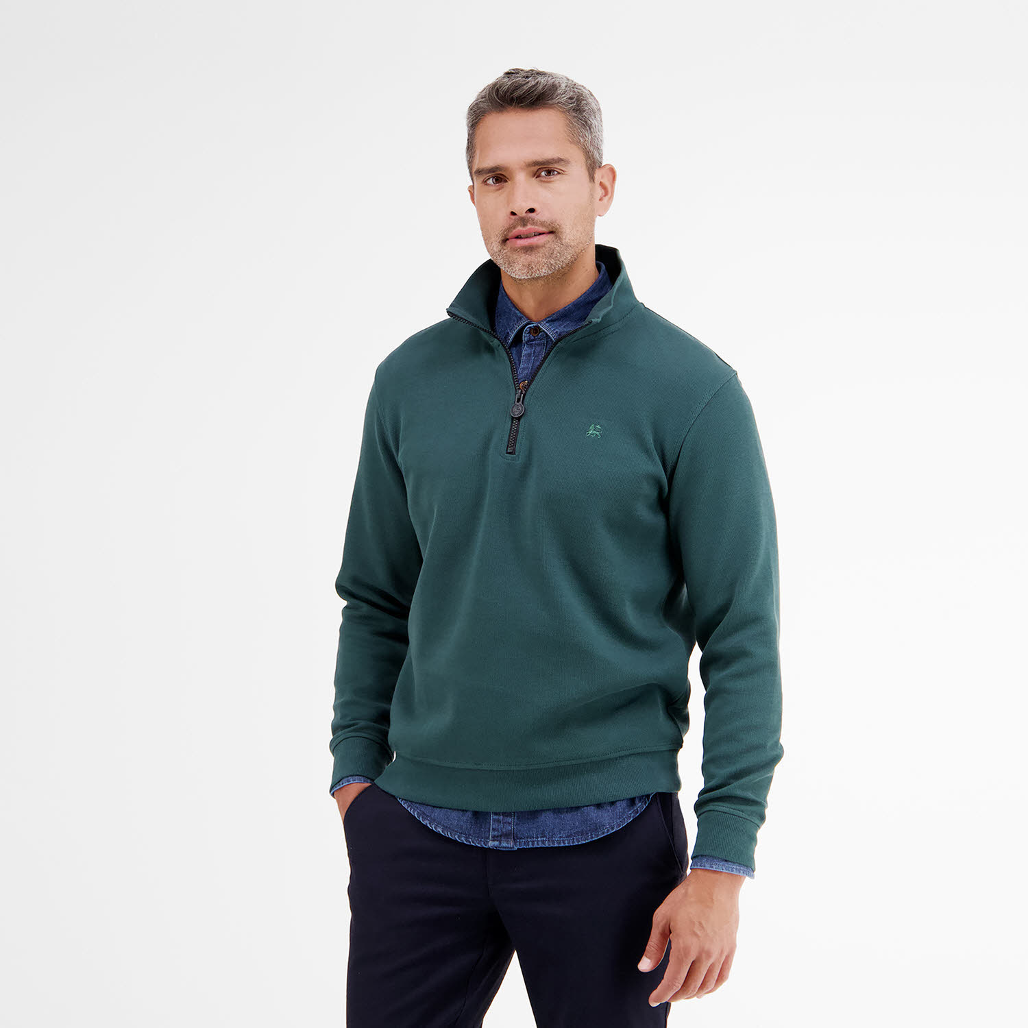 Lerros Troyer Herren Sweatshirt Half Zip grün