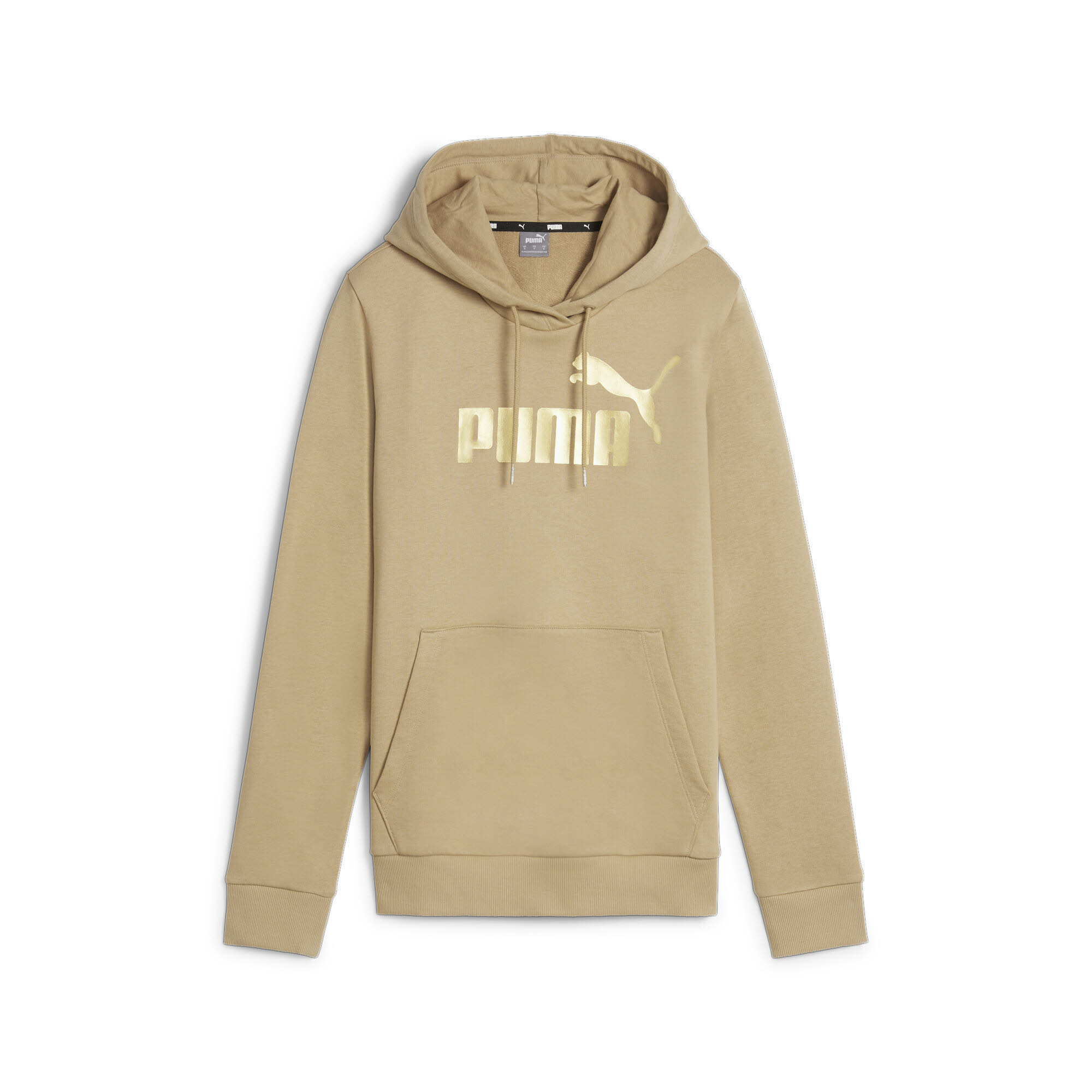 Puma Essentials+ Metallic Logo Hoodie Damen Kapuzenpullover beige