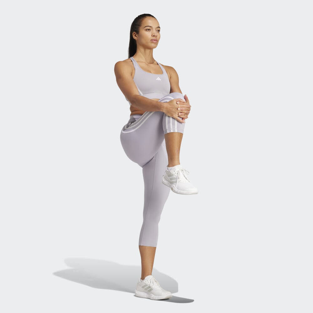 adidas TRAIN ESSENTIALS 3-STREIFEN HIGH-WASTED Damen 3/4 Leggings lila