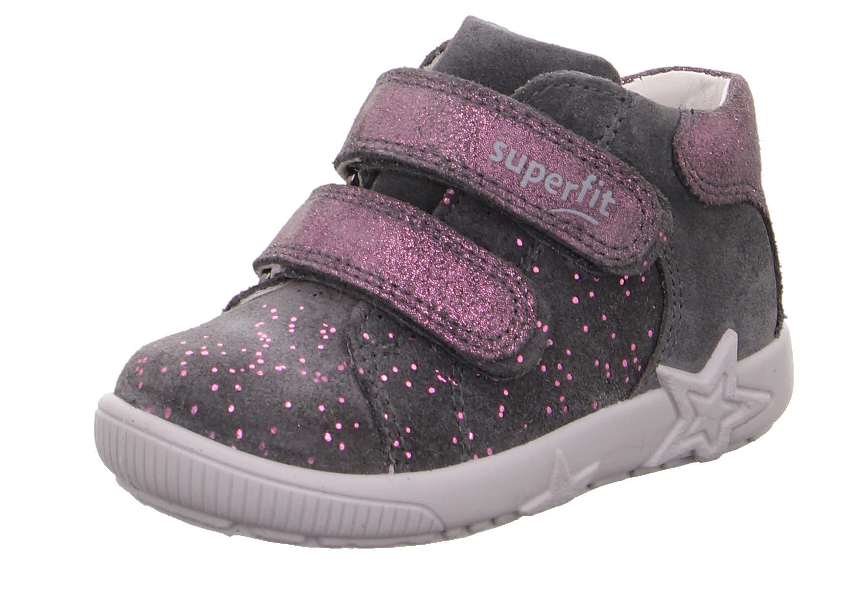 Superfit Starlight Mädchen Halbschuh Klettverschluss Leder Outdoor grau rosa NEU