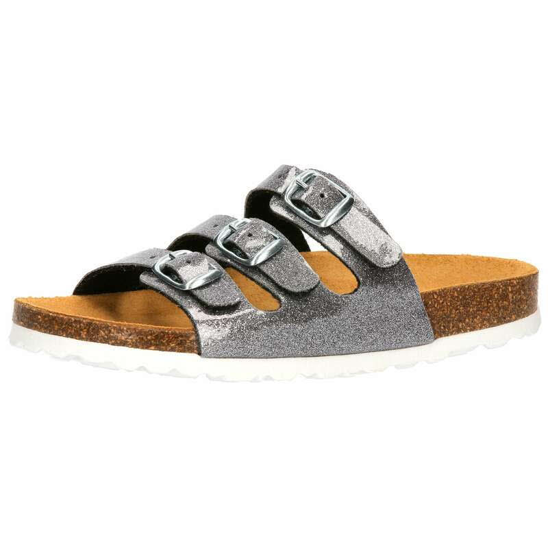 Lico Bioline Kids Glitter Hausschuhe Pantoletten Mädchen silber NEU