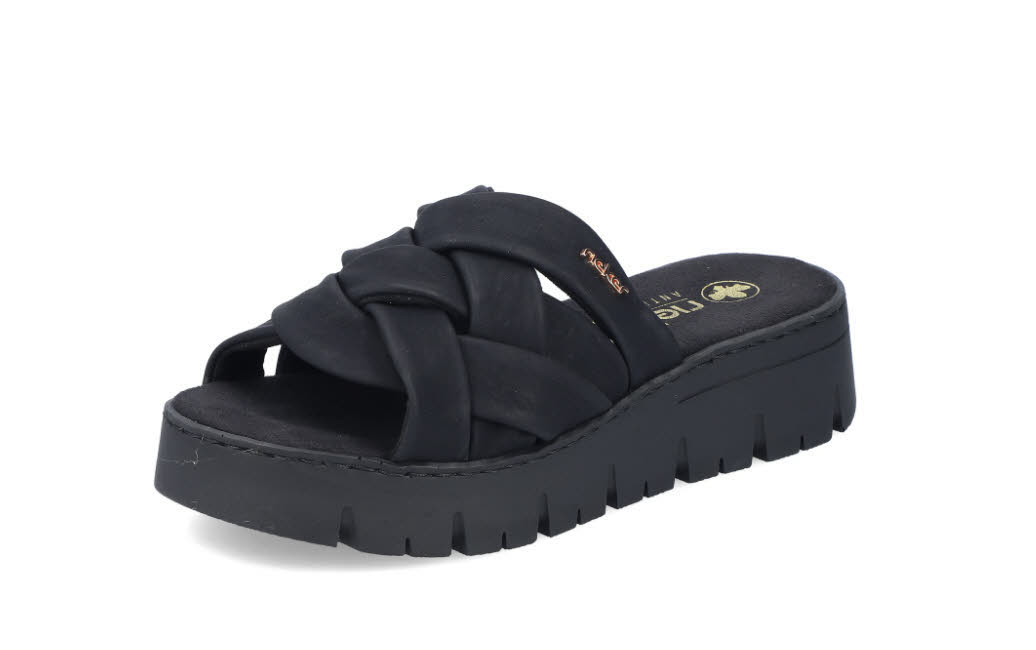 Rieker Damen Sandalen Pantoletten Modeschuhe Sommerschuhe schwarz