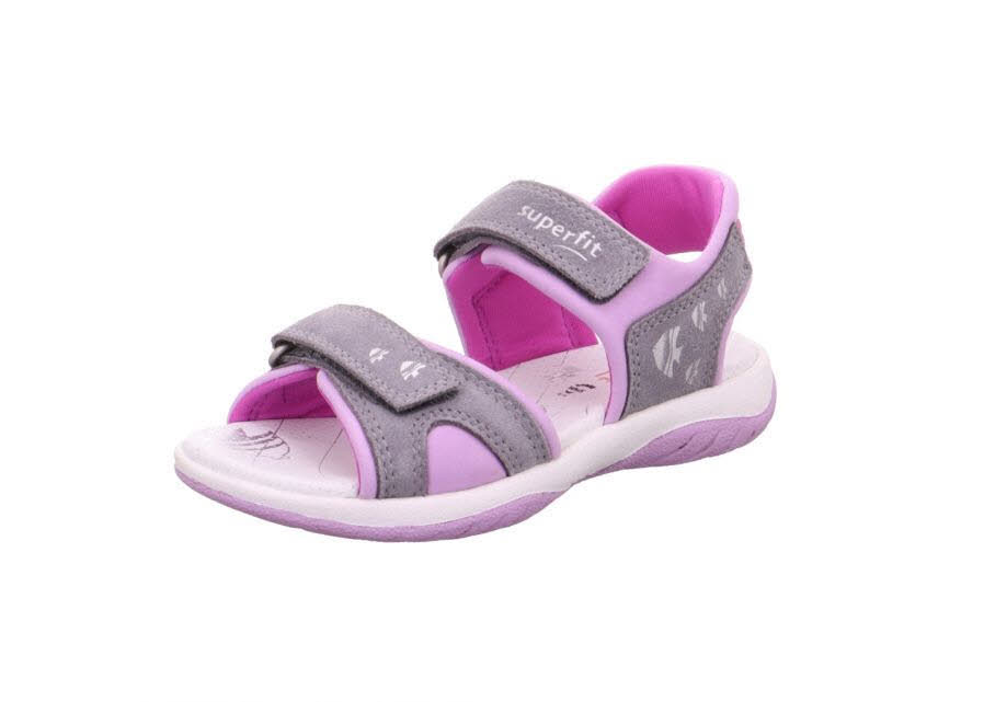 Superfit Sandale Sunny Klettverschluss Kinderschuh leicht flexibel rutschfest hellgrau/lila