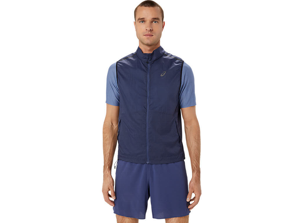 ASICS METARUN PACKABLE GILET Laufweste Sportweste Herren blau