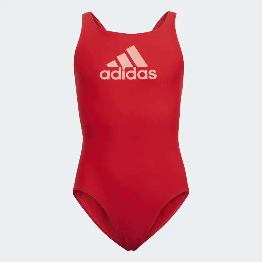 adidas Badge of Sport Suit Mädchen Badeanzug Schwimmanzug Einteiler rot NEU