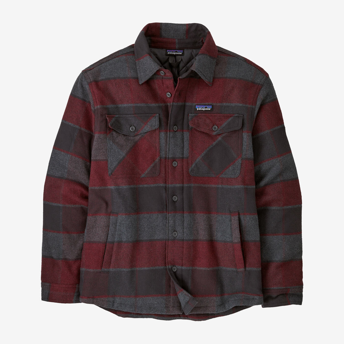 Patagonia Men's Lightweight Insulated Fjord Flannel Shirt Hemd Herren rot grau