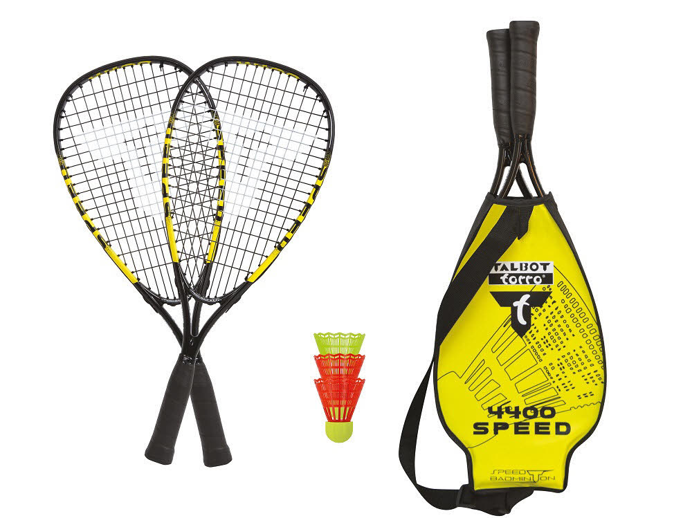 Talbot-Torro SPEED 4400 Speedbadminton Set Federn Schläger Tasche gelb NEU