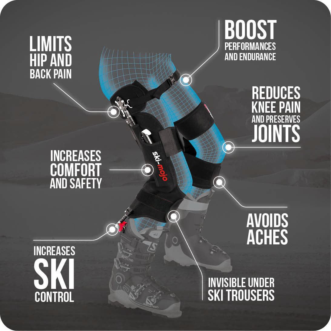 Ski~Mojo SILVER Exoskelett für Skifahrer 55-85 kg NEU