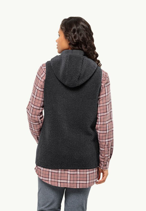 Jack Wolfskin High Curl Long Vest W Fleeceweste Damen schwarz